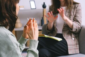 A patient experiencing the benefits of cognitive behavioral therapy